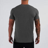 Summer Men's V-Neck Cotton Slim Fitting Short Sleeve Fitness Soft and Breathable T-shirt Solid Colors Available - details 8