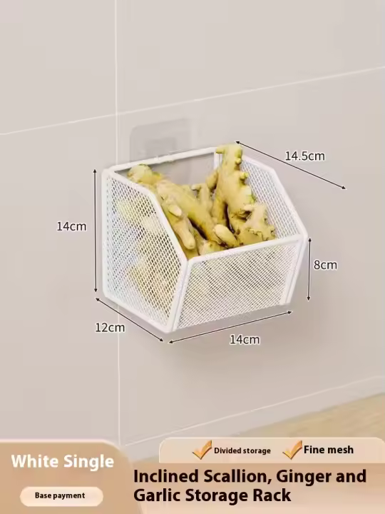 Iluminación de pared ba, organizador de cocina, cebolla, jengibre, condimentos, especiero, sin lavar, drenaje de frutas y verduras - 1