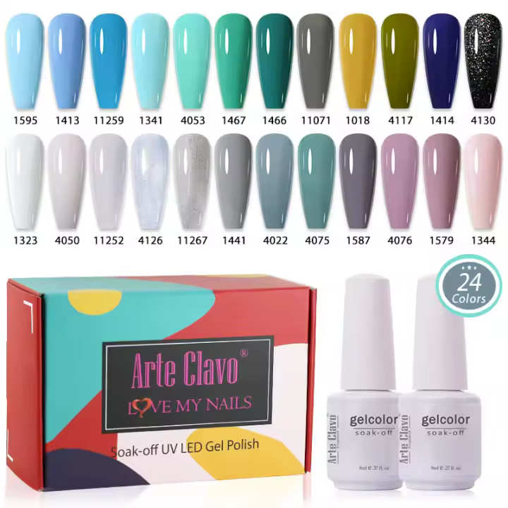 Esmalte de Uñas Arte Clavo Gel 24 piezas 8ml Set de Varnish LED UV Semi Permanente para Arte de Uñas en Caja Marca - 1