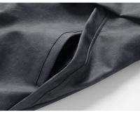 Outdoors Simplicity Solid Man Fashion Jacket Spring Autumn Retro Style Flip Collar Leather Jacket New Leisure Port Wind Coat Man - details 8