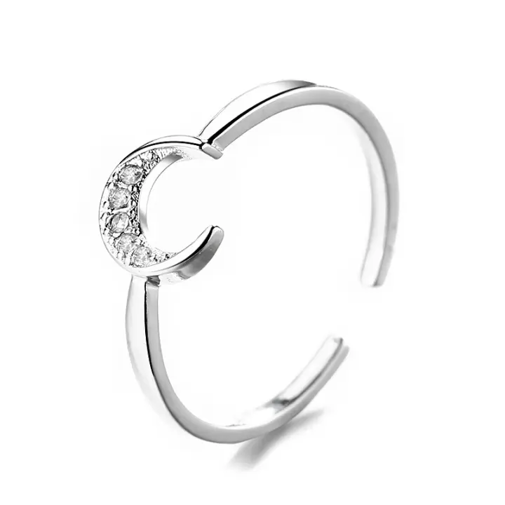 ZhongT-Anillo de Plata de Ley 925 con borla de Luna para mujer, sortija de moda, venta al por mayor - 1