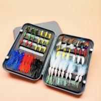 54 piezas/kit de anzuelos de pesca con mosca, surtido de señuelos con mosca, incluye moscas secas y húmedas, ninfas para trucha, salmón, Steelhead, pesca con mosca con caja - details 1