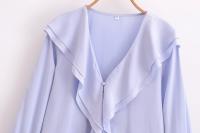 Elegant Ladies Office Ruffle Shirt Blouse Long Sleeve V Neck Women 2025 Solid Spring Shirts Blusas Mujer - details 1