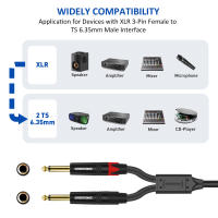 DREMAKE Dual 6,35mm 1/4 Jack a XLR Cable de micrófono 2 Mono 6,35mm macho a XLR hembra Audio Y Splitter Cable de conexión XLR a Dual 1/4 Mono - details 3
