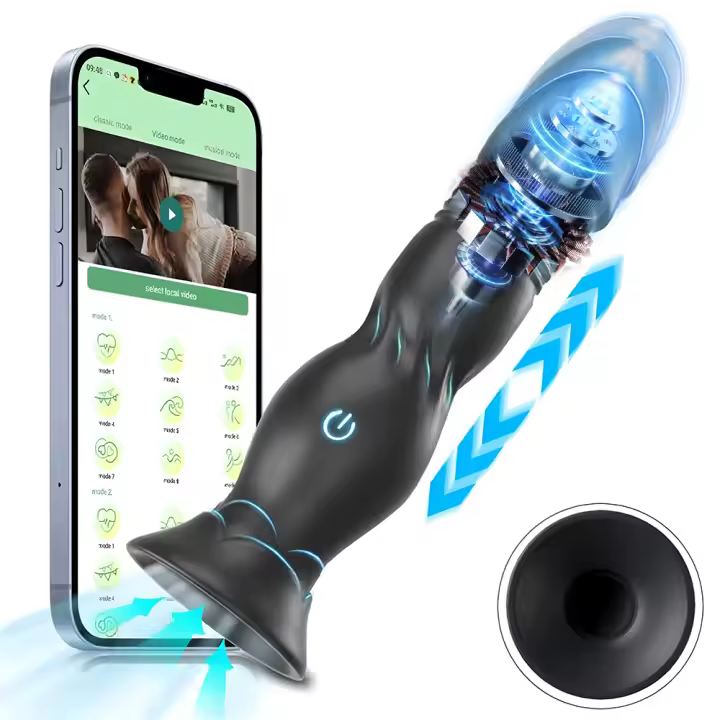 Consolador vibrador telescópico, masajeador vaginal, juguete sexual para pareja, vibrador anal de empuje, control de aplicación, ventosa, masturbador, estimulador de clítoris del punto G, juguetes sexuales para adultos para hombres y mujeres - 1