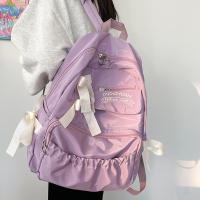 Mochila escolar con lazo para mujer y niña, morral bonito con personalidad, estilo universitario - details 6
