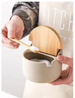 Tarro de Cerámica Japonesa para Especias, Tarro de Bambú para Especias con Tapa y Cuchara, Cocina, Caja para Almacenar Azúcar, Sal y Especias, Recipientes de Cocina para el Hogar, Tarro para Almacenar Especias - details 5