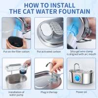 Fuente con ventana de nivel de agua para gato y perro, dispensador de agua de acero inoxidable de 3,2 L para mascota múltiple - details 6