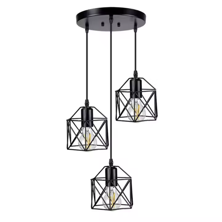 Lámpara colgante de techo Vintage ajustable, minilámpara de techo con 3 jaulas de luz para decoración del hogar, cocina, isla, comedor - 1