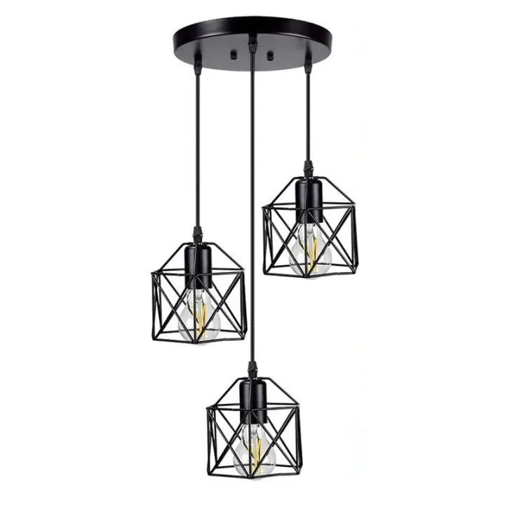 Lámpara colgante de techo Vintage ajustable, minilámpara de techo con 3 jaulas de luz para decoración del hogar, cocina, isla, comedor - 1