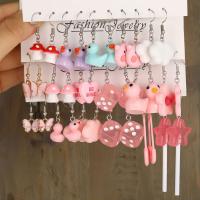 Conjunto de Pendientes de Dibujos Animados de Doramiento Colores Dulces y Coloridos de Pato, Mariposa, Estrella Ideal para Fiestas Regalo de Joyería - details 0