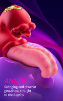 Vibradores de empuje de lengua 4 en 1 Consolador Rose Sex Toys con 10 lamiendo el clítoris y 10 modos de vibración, estimulador de clítoris del punto G, herramientas de placer para juegos de parejas femeninas - details 2