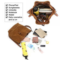 AFKOMST Bolsos tipo cubo de cuero Bolso cruzado con cordón para mujer Bolsos medianos y hobo con 2 correas para el hombro Mochila de lujo de alta gama - details 3