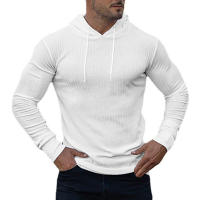 New Fashion Spring Autumn Hooded Sweaters Men Thin Knitted Gym Clothing Slim Fit Pullover Man Classic Ribbed Knit Hoodie Jumper - details 7