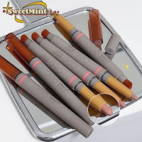 Barra de sombra de ojos sedosa de doble punta, lápiz de sombra de ojos desnudo mate con brillo rosa y marrón, con sombra de ojos, cepillo de tinte Halo dos en uno - details 1