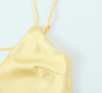 2025 mujeres amarillo satén tirantes espagueti vestido Sexy moda espalda descubierta cuello en V A-line Midi Vestidos de verano Vestidos de noche - details 3