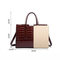 Bolso de mano de lujo para mujer, bandolera de charol PU de diseñador de cocodrilo, bolso de hombro Retro - details 17
