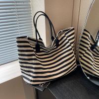 Bolsa de Lona a Rayas Grande Bolsa de Hombro Casual para Mujeres Ideal para Compras Diarias, Estudiantes, Viajes, Bolsa de Playa Material de Lining de Poliéster - details 21