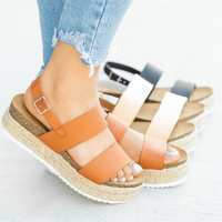 Summer Sandals Women Wedges Shoes Ladies Platform Sandals Fashion Ladies Casual Girls Slip on Ankle Strap Flats Plus Size - details 3