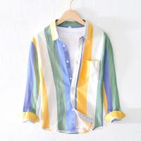 Camisa de cáñamo informal de moda con cuello vuelto de lino - details 1