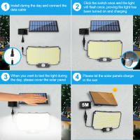 Luz Solar de 234led para exteriores, impermeable con Sensor de movimiento, 3 modos de iluminación, luz de seguridad, luz de inundación para jardín, garaje y patio - details 4