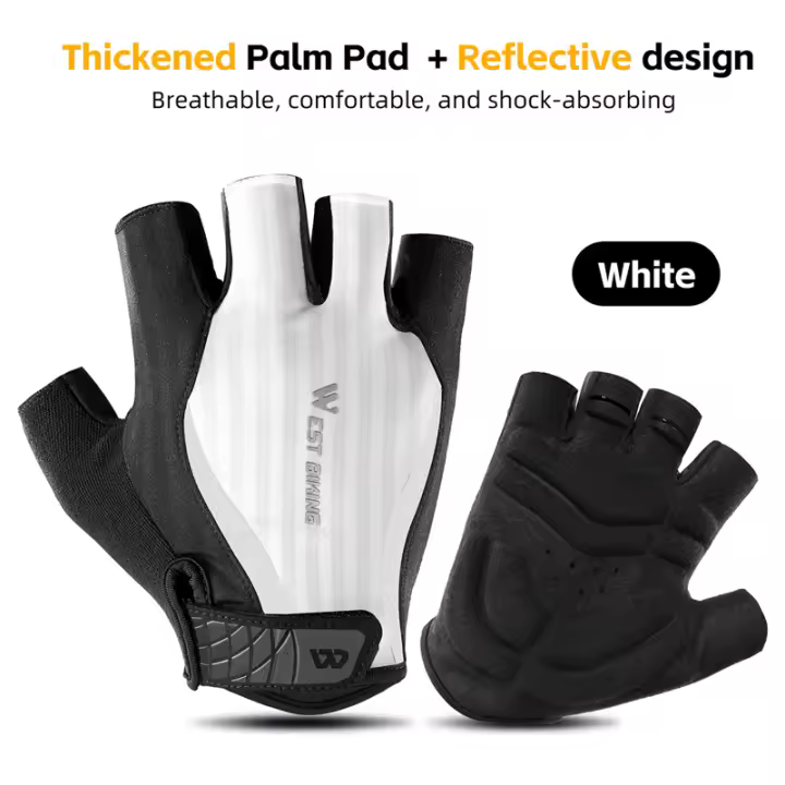 WEST BIKING-guantes de ciclismo para hombre y mujer, de medio dedo, con absorción de impacto, equipo deportivo para bicicleta de carretera - 1