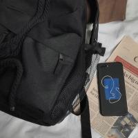 Mochila escolar de gran capacidad con cordón para estudiantes, bolso de lona informal para computadora portátil para mujer, paquete de viaje simple de Color sólido - details 15