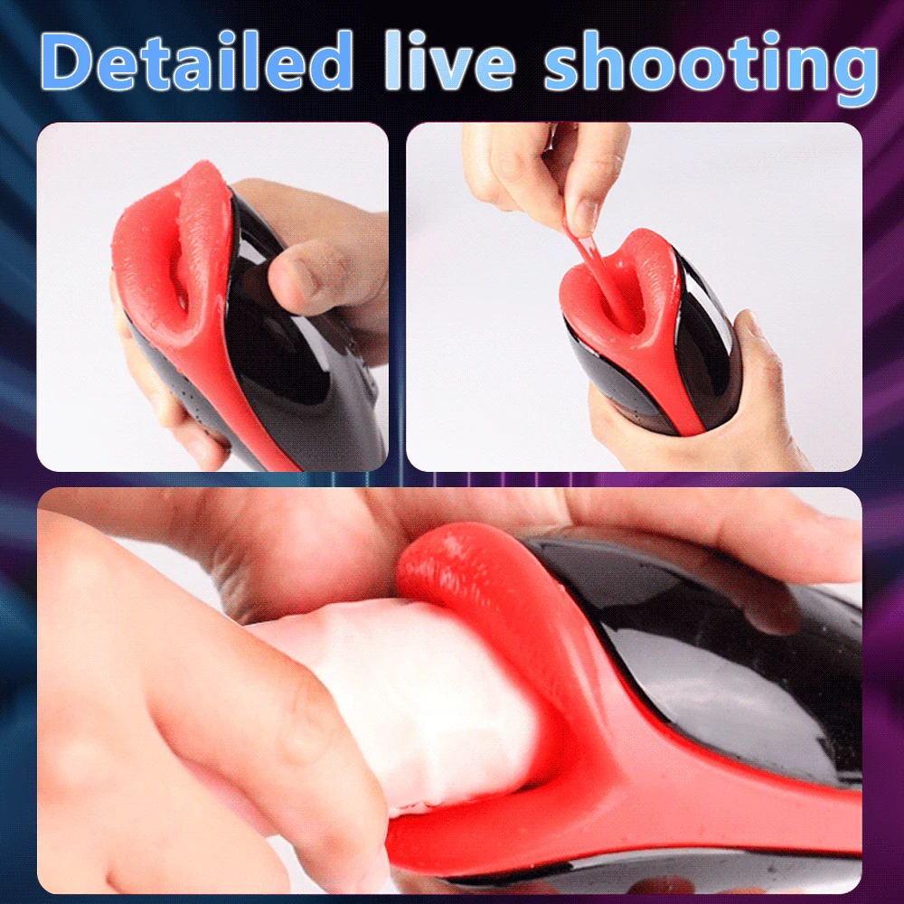 Entrenador de Placer Automático para Hombres Vibrador de Labios de Boca Realista - details 3