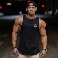 Men Casual Sport Cotton Tank Tops Summer Breathable Sleeveless 0-Neck Solid Print Loose T-Shirts Gym Bodybuilding Fitness Vests - details 2