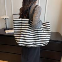 Bolsa de Lona a Rayas Grande Bolsa de Hombro Casual para Mujeres Ideal para Compras Diarias, Estudiantes, Viajes, Bolsa de Playa Material de Lining de Poliéster - details 8