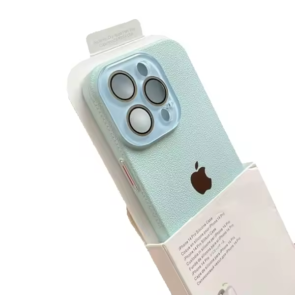 La nueva funda para teléfono móvil Apple 15 con patrón de lichi, funda de cuero con patrón para iPhone 14 Pro Max, lente 13 todo incluido, color sólido 12 para hombre, 16 - 1