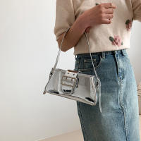 Bolso de mano de diseño de lujo para mujer, bolsa de hombro de marca con axila láser, plata, elegante, Asa superior, bolso de compras - details 4