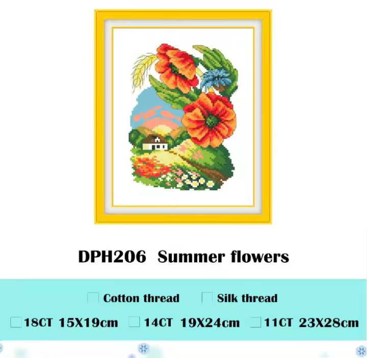 Kits de punto de cruz de flores de otoño, tela aida 18ct 14ct 11ct, hilo de algodón blanco sin imprimir, kits de bordado, artesanía DIY - 1