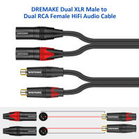 DREMAKE 2XLR macho a 2RCA hembra Cable divisor HiFi estéreo Jack RCA a XLR micrófono altavoz Cable de Audio para amplificador reproductor DVD/VCD - details 2