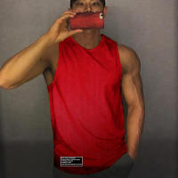 Summer Men's Trendy Brand Printed Gym Sports Bodybuilding Fitness Loose Mesh Quick-drying Workout Sleeveless Shirt - details 11