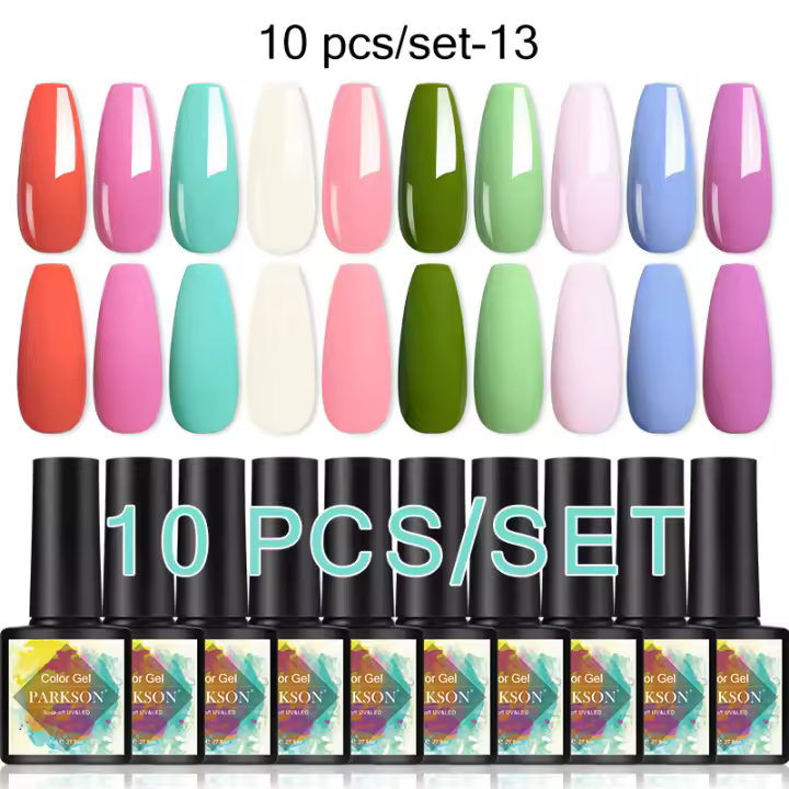 Parkson-Set de esmaltes en Gel para uñas, Set de 10 esmaltes en Gel UV LED de larga duración, 8ml - 1
