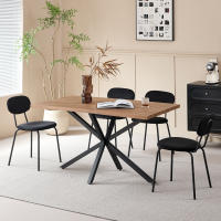 Juego de 4 sillas de comedor nórdicas con patas de hierro tapizadas simples premium apilables para sala de estar/salón de espera/bar/restaurante - details 7