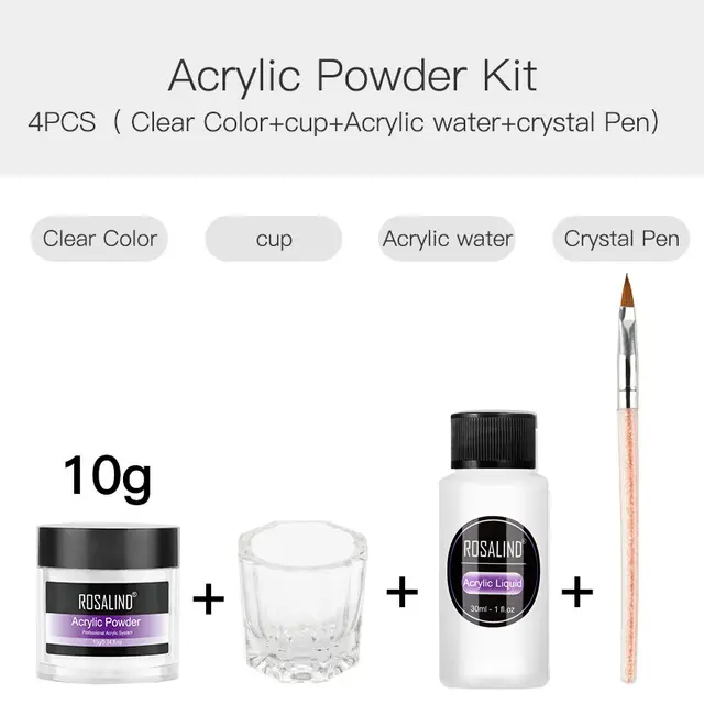 ROSALIND-Juego de polvo acrílico para decoración de uñas, herramientas para construcción de extensiones de uñas, juego de manicura de Gel Acrílico - 1