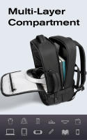 BANGE-mochila multifuncional para hombre, morral de viaje con recarga USB, impermeable, de gran capacidad, para ordenador portátil, 15,6 - details 12