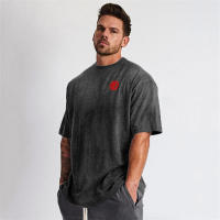 Gym Bodybuilding Fitness Mens Oversized Casual T Shirt Outdoor Hip Hop Streetwear Loose Short Sleeve Cotton Breathable T-shirt - details 6