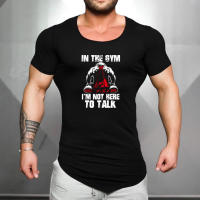 Summer Cotton Breathable Short Sleeve T-Shirt Compression Gym Fitness Bodybuilding Shirt Tees Men Irregular Hem Print Clothing - details 4