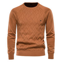 Suéteres AIOPESON Argyle Básicos para Hombres de Color Sólido con Cuello Redondo Manga Larga Tejidos de Pullover de Moda Invernal Nuevos Suéteres Cálidos para Hombres Material Exterior 95% Algodón 5% Lycra Hecho en China - details 4
