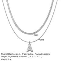 A-Z-collar colgante de acero inoxidable para mujer, cadena pequeña, letra parpadeante, estrangulamiento, cadena de hoja, capas - details 1
