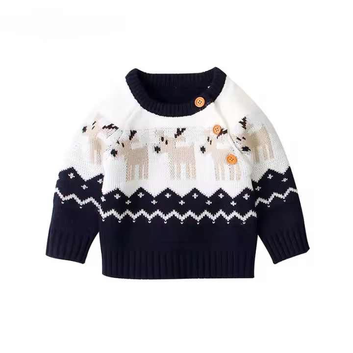 Jersey de dibujos animados para niños, jersey de alce de navidad, Ins venta caliente para chicos y niñas - 1