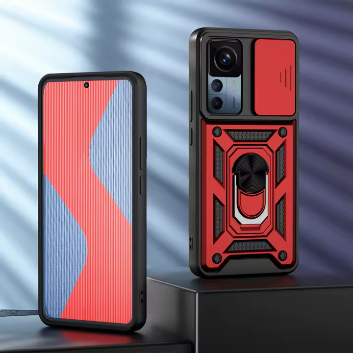 KEYSION-funda a prueba de golpes para Xiaomi 12T Pro 5G, protección de cámara Push Pull, soporte de anillo, cubierta trasera de teléfono para Redmi K50 Ultra - 1