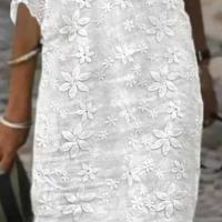Vestido de playa elegante para Mujer, minivestido Vintage de verano con bordado de flores y costuras de encaje blanco, ropa de calle por debajo de la rodilla - details 8