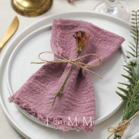 Servilletas rústicas de algodón de gasa, tela de lino Retro elegante y suave para fiesta de boda, comedor, decoración de mesa de uso diario - details 17
