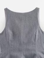 2025 Women Sexy Backless Bow Tank Top O Neck Sleeveless Peplum Hem Fitted Summer Tops - details 7
