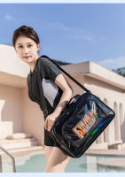 Bolso de playa para natación con bolsillo para zapatos, bolso cruzado grande para viajes, deportes, lavado, bolsas transparentes para secar y mojar de corta distancia - details 8