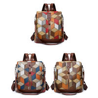 Mochila a cuadros de cuero PU suave para mujer, morral grande, bolsa de viaje, mochila escolar grande para Gir - details 1